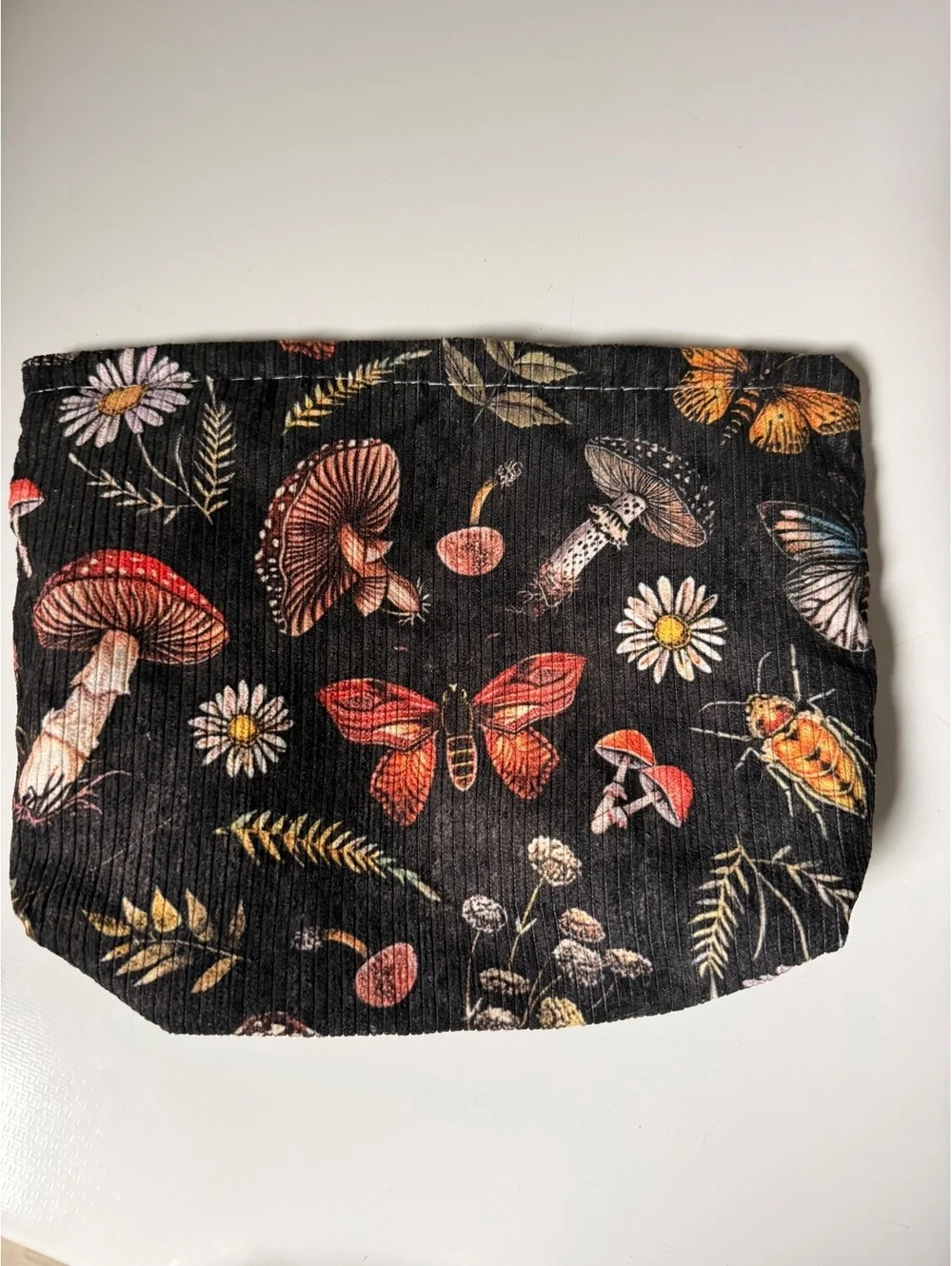 Whimsy Mystical Mushroom Moth Daisy Fern Bug Makeup Cosmetic Travel Bag